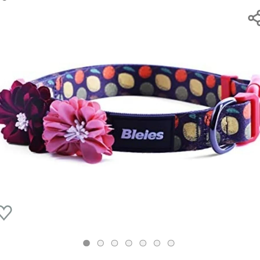 Bleie Black with Multicolored Pear Print Dog Collar Size L